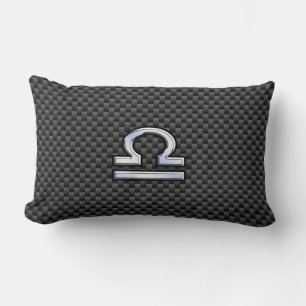 Libra Zodiac Symbol on Carbon Fibre Decor Lumbar Cushion