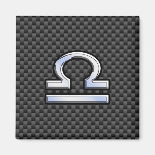 Libra Zodiac Symbol on Carbon Fibre Decor Magnet