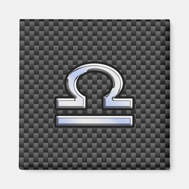 Libra Zodiac Symbol on Carbon Fibre Decor Magnet (Front)