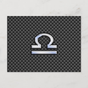 Libra Zodiac Symbol on Carbon Fibre Decor Postcard