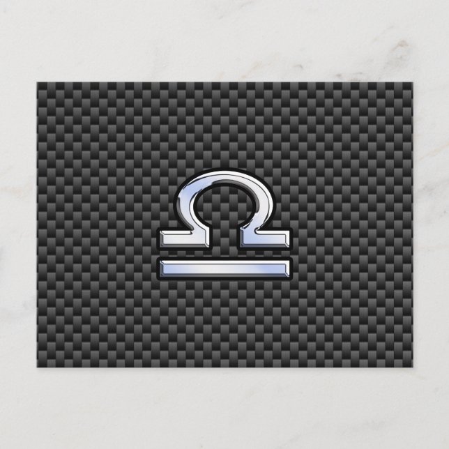 Libra Zodiac Symbol on Carbon Fibre Decor Postcard (Front)