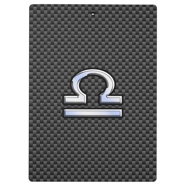 Libra Zodiac Symbol on Carbon Fibre Print Clipboard (Back)