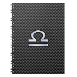 Libra Zodiac Symbol on Carbon Fibre Print Notebook
