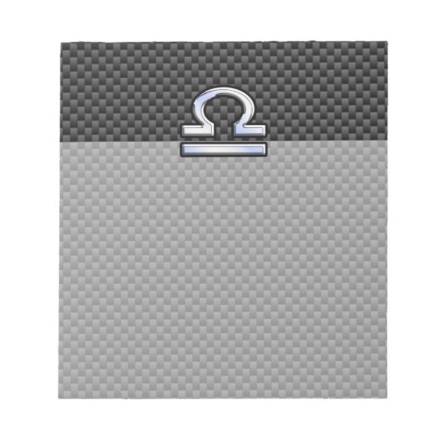 Libra Zodiac Symbol on Carbon Fibre Print Notepad (Front)