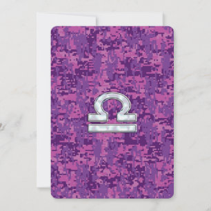 Libra Zodiac Symbol on Fuchsia Digital Camo