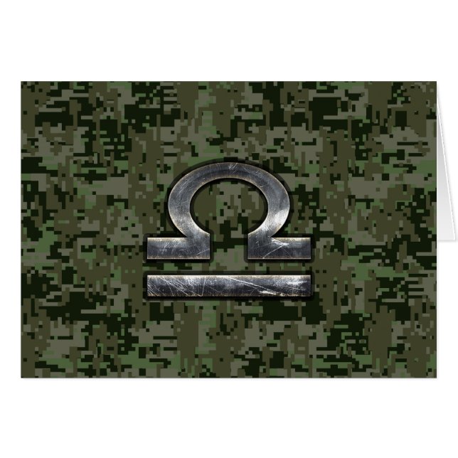 Libra Zodiac Symbol on Green Digital Camouflage (Front Horizontal)