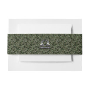 Libra Zodiac Symbol on Green Digital Camouflage Invitation Belly Band