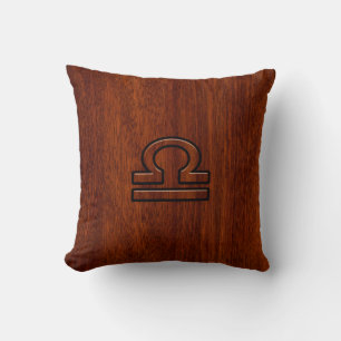 Libra Zodiac Symbol on Mahogany Cushion