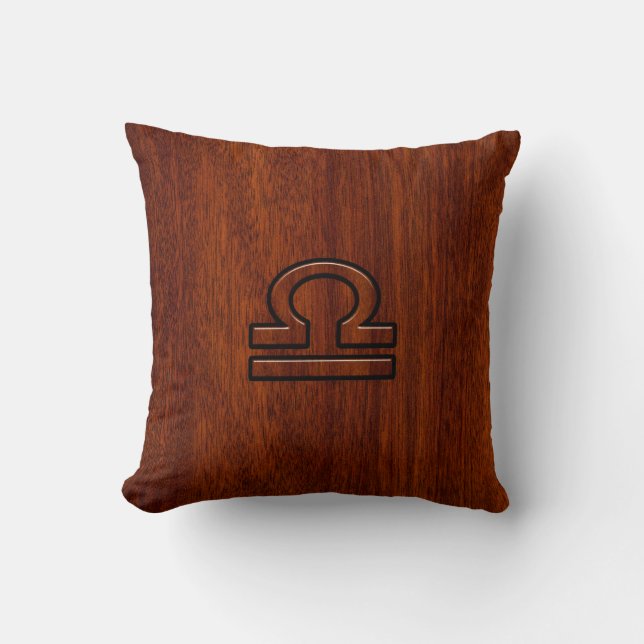 Libra Zodiac Symbol on Mahogany Cushion (Front)