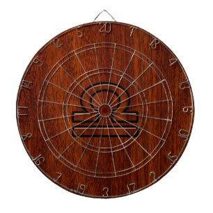 Libra Zodiac Symbol on Mahogany Dartboard
