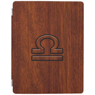 Libra Zodiac Symbol on mahogany style print iPad Cover