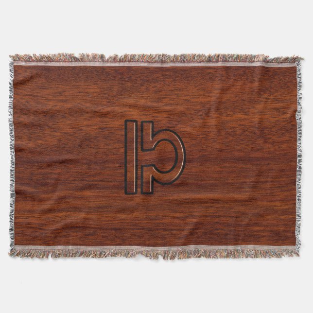 Libra Zodiac Symbol on mahogany style print Throw Blanket (Front)