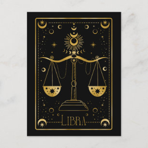 Libra zodiac symbol postcard