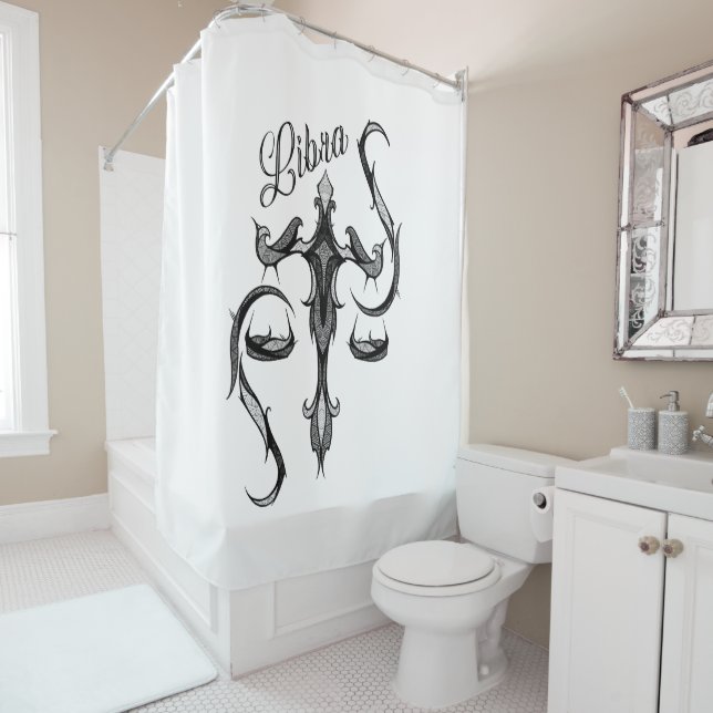 Libra Zodiac Symbol Shower Curtain (In Situ)