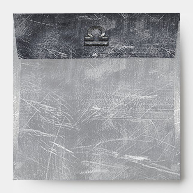 Libra Zodiac Symbol Silver Steel Style Envelope (Back (Top Flap))