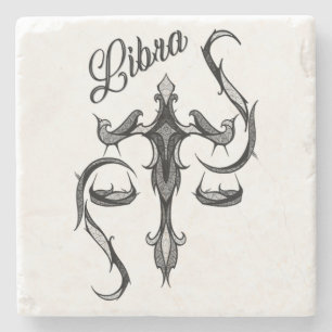 Libra Zodiac Symbol Stone Coaster