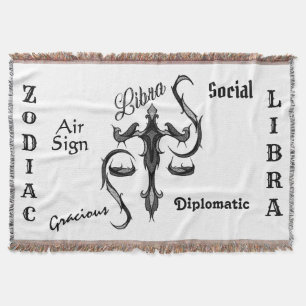Libra Zodiac Symbol Throw Blanket
