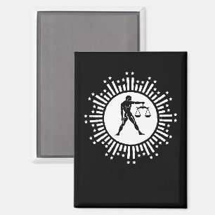 Libra Zodiac Symbol with Stars Black and White Magnet