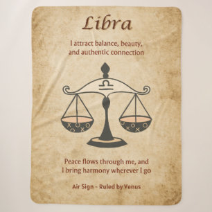 Libra Zodiac with Balanced Affirmations Sherpa Blanket