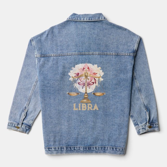 Libra Zodiac Women's Denim Jacket (Back)