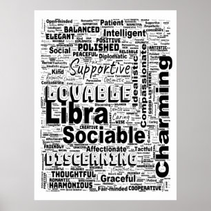 Libra Zodiac Word Cloud Inspiration Jumbo Poster