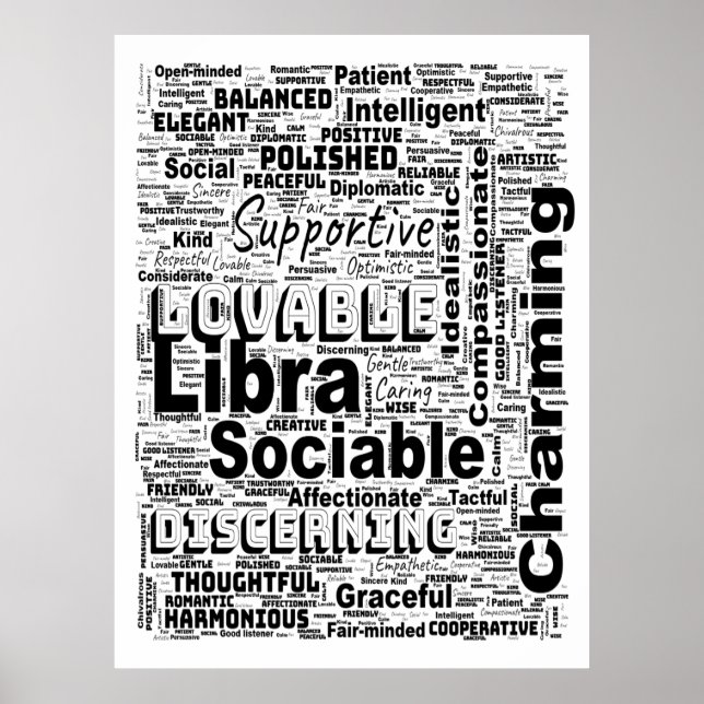 Libra Zodiac Word Cloud Inspiration Jumbo Poster (Front)