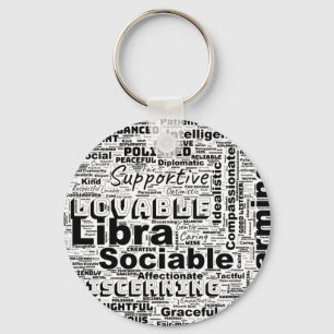 Libra Zodiac Word Cloud Inspiration Key Ring