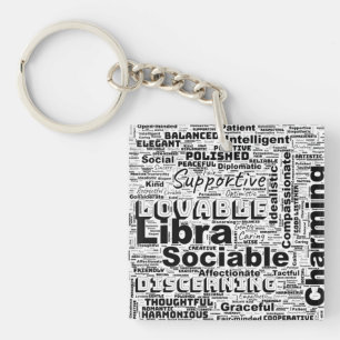 Libra Zodiac Word Cloud Inspiration Key Ring