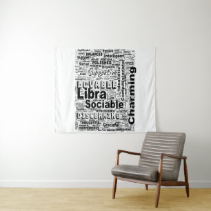 Libra Zodiac Word Cloud Inspiration Tapestry
