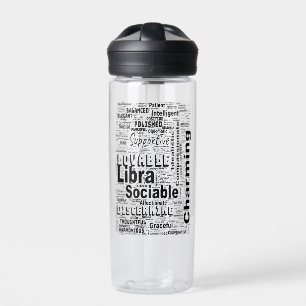 Libra Zodiac Word Cloud Inspiration  Water Bottle