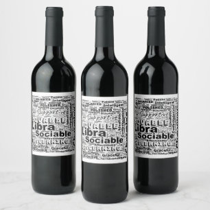 Libra Zodiac Word Cloud Inspiration Wine Label