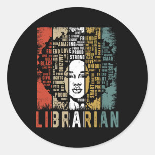 Librarian Afro African American Women Black Histor Classic Round Sticker