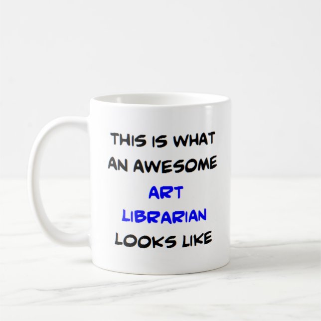 librarian art, awesome coffee mug (Left)