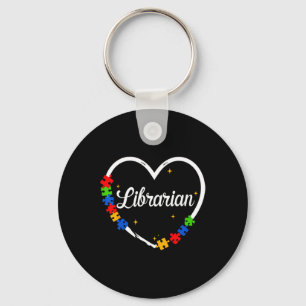 Librarian Autism Puzzle Heart Love Awareness Suppo Key Ring