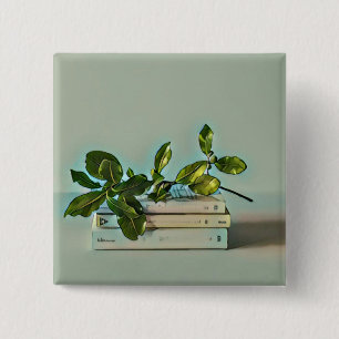 Librarian birthday gift 15 cm square badge
