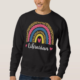 Librarian Boho Rainbow Leopard Back To School 2 Sweatshirt