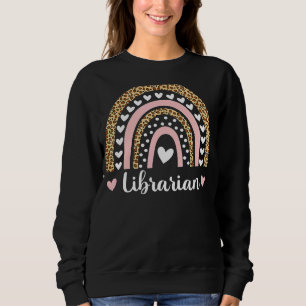 Librarian Boho Rainbow Leopard Back To School 4 Sweatshirt