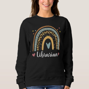 Librarian Boho Rainbow Leopard Back To School Sweatshirt