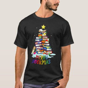 Librarian Book Books Christmas Tree Merry Bookmas T-Shirt
