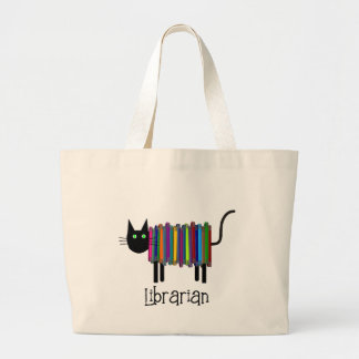 Librarian Book Cat Large Tote Bag