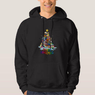 Librarian Book Lover Books Christmas Tree Merry Bo Hoodie