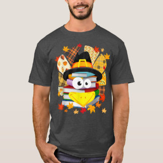 Librarian Book Lover Reader Funny Turkey Thanksgiv T-Shirt