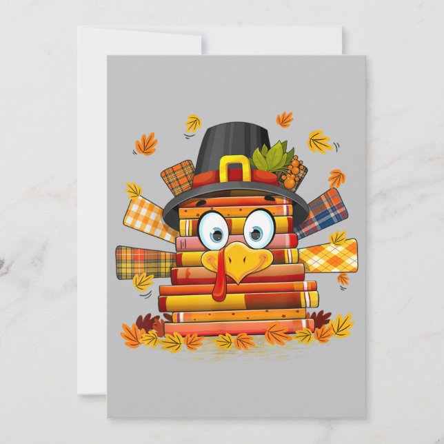 Librarian Book Reader Funny Turkey Thanksgiving Holiday Card (Front)