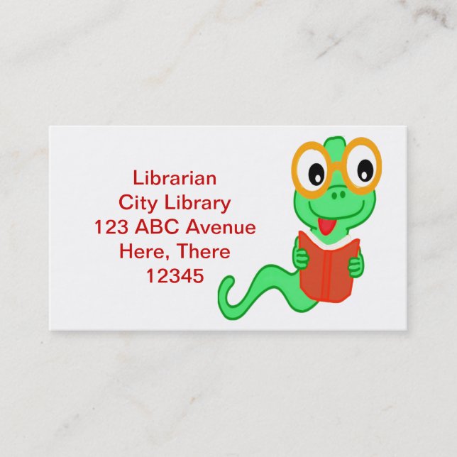 Librarian Bookworm Business Card (Front)