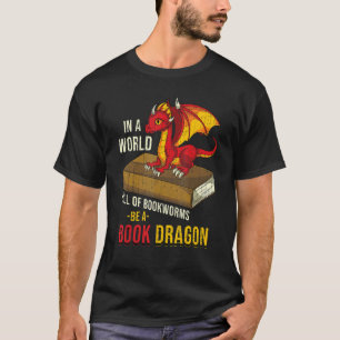 Librarian Bookworm Cute Animal Reading Book Dragon T-Shirt