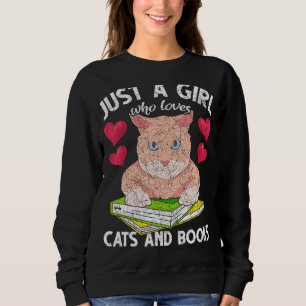 Librarian Bookworm Pet Owner Girls Cat Book Readin Sweatshirt