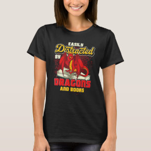 Librarian Bookworm Reading Cute Dragon Book Drago T-Shirt
