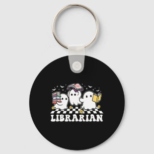 Librarian Cute Ghost Book Reading Funny Halloween  Key Ring
