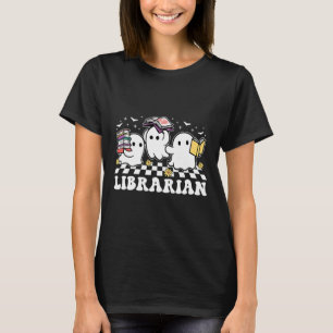 Librarian Cute Ghost Book Reading Funny Halloween T-Shirt
