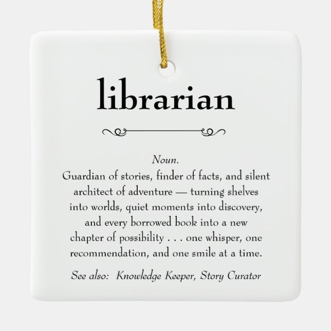Librarian Definition Appreciation Gift Ceramic Ornament (Front)